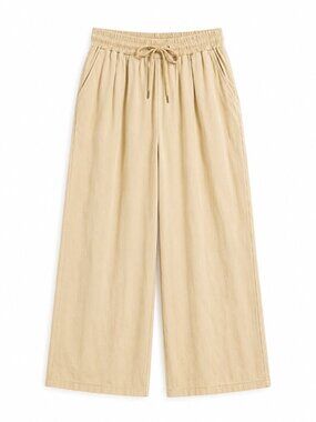 NWOT comfy Wide leg Lightweight Drawstring Casual Pants - Beige